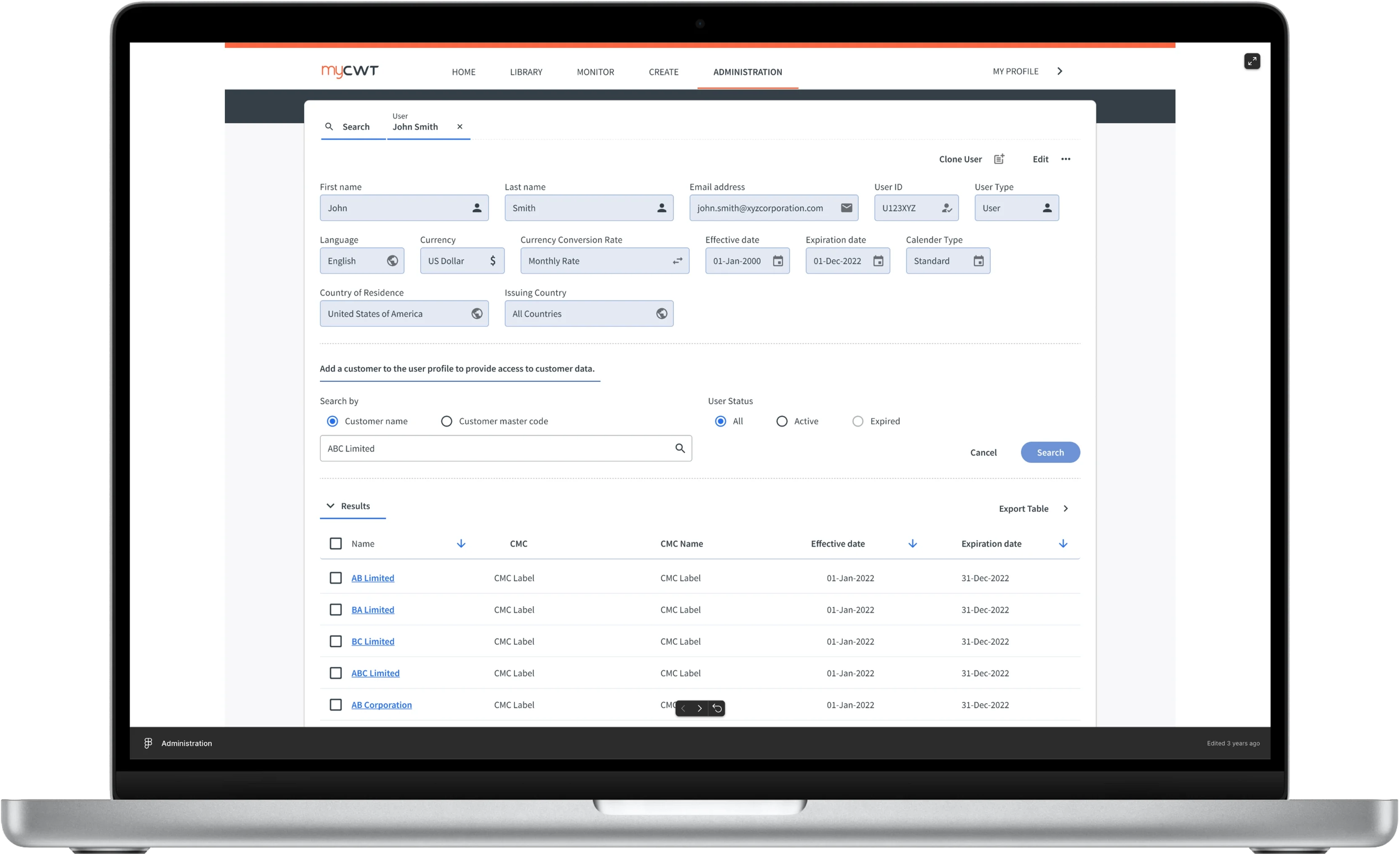 CWT — corporate travel dashboard